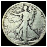 1917-D Silver Walking Liberty Half Dollar LIGHTLY