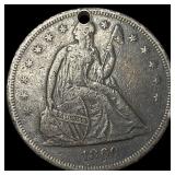 1860-O Silver Seated Liberty Dollar NICELY CIRCULA
