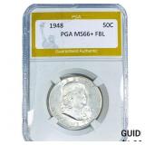 1948 Franklin Half Dollar PGA MS66+ FBL