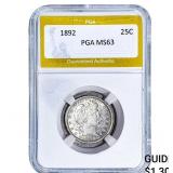1892 Barber Quarter PGA MS63