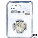 1917 Standing Liberty Quarter NGC XF40 Type 1