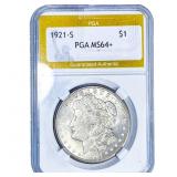 1921-S Morgan Silver Dollar PGA MS64+