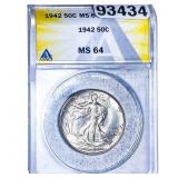 1942 Walking Liberty Half Dollar ANACS MS64