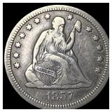 1857 Silver Seated Liberty Quarter LIGHTLY CIRCULA
