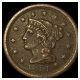 1851 Braided Hair Large Cent NEARLY UNCIRCULATED