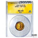 1947-D/D Wheat Cent ANACS MS65 RD RPM-2 Top 100