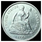 1861 Silver Half Dime CLOSELY UNCIRCULATED