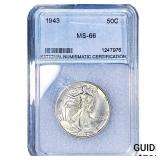 1943 Walking Liberty Half Dollar NNC MS66