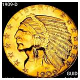 1909-D $5 Gold Half Eagle CHOICE BU