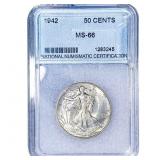 1942 Walking Liberty Half Dollar NNC MS66