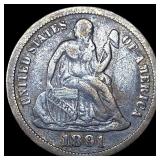 1891 Silver Seated Liberty Dime LIGHTLY  CIRCULAT