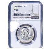 1956 T2 Franklin Half Dollar NGC PF68
