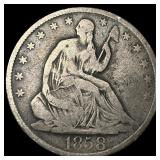1858-O Silver Half Dollar NICELY CIRCULATED