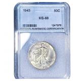 1943 Walking Liberty Half Dollar NNC MS66