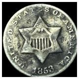 1853 Silver Three-Cent Piece NICELY CIRCULATED