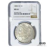 1884-CC Morgan Silver Dollar NGC MS61