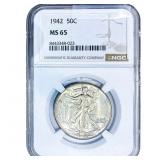 1942 Walking Liberty Half Dollar NGC MS65