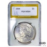 1934 Silver Peace Dollar PGA MS64