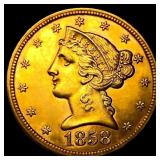 1858 $5 Gold Half Eagle
