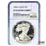 1986-S Silver Eagle NGC PF65 Ultra Cameo