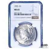 1923 Silver Peace Dollar NGC MS65