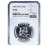 1956 T2 Franklin Half Dollar NGC PF68