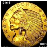 1916-S $5 Gold Half Eagle UNCIRCULATED