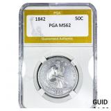 1842 Seated Liberty Half Dollar PGA MS62