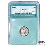 1945 Mercury Silver Dime NTC MS68