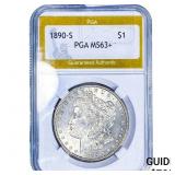 1890-S Morgan Silver Dollar PGA MS63+