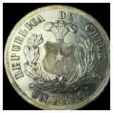 1878 Chile Silver 1 Peso UNCIRCULATED