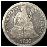 1876-CC Silver Seated Liberty Dime NICELY CIRCULAT