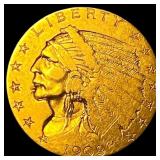 1909 Indian Head Gold $2.50 Quarter Eagle NEARLY U