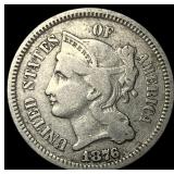 1876 Nickel Three-Cent Piece NEARLY UNCIRCULATED