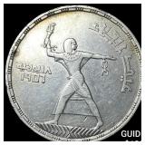 1956 Egypt Silver 50 Piastres Evac. of British