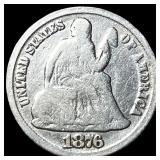 1876-CC Silver Seated Liberty Dime LIGHTLY  CIRCU