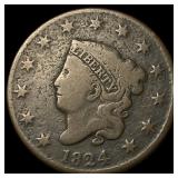 1824 Coronet Head Large Cent LIGHTLY  CIRCULATED