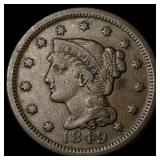 1849 Braided Hair Large Cent LIGHTLY  CIRCULATED
