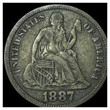 1887-S Silver Dime NEARLY UNCIRCULATED