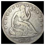 1858 Silver Half Dollar (Seated Liberty) LIGHTLY C