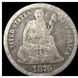1876-CC Silver Seated Liberty Dime NICELY CIRCULAT