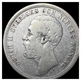 1880 Silver 2 Kronor Sweden UNCIRCULATED