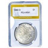 1880-O Morgan Silver Dollar PGA MS61