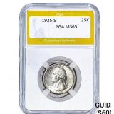 1935-S Washington Silver Quarter PGA MS65