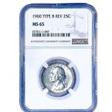 1960 Washington Silver Quarter NGC MS65 Type B Rev