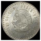 1948 Mexico Silver 5 Pesos CuauhtÂ©moc UNCIRCULA