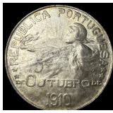 1910 Portugal Silver 1 Escudo CLOSELY UNCIRCULATED