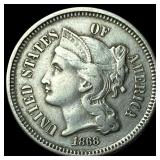 1868 Nickel Three-Cent Piece NEARLY UNCIRCULATED