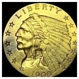 1908 Indian Head $2.50 Gold Quarter Eagle HIGH GRA