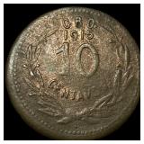 1915 Mexico Copper-Nickel 10 Centavos LIGHTLY CIRC